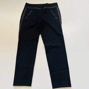 Ann Tyalor LOFT Pant Trouser Tuxedo Satin Black Marisa Ankle Zipper Evening